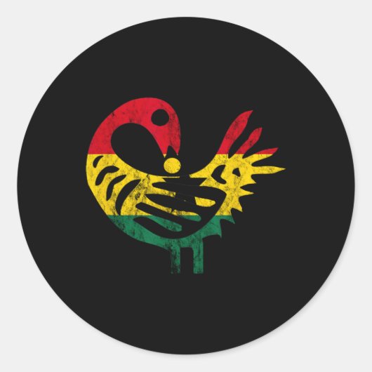 Sankofa African Bird Ghanese Flag Pride Juneteenth Ronde Sticker (Voorkant)