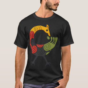 Sankofa Vogel Adinkra Kunst in Pan Afrikaanse kleu T-shirt