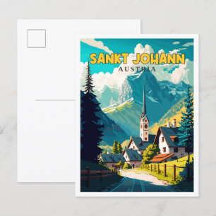 Sankt Johann Austria vintage reisillustratie Briefkaart
