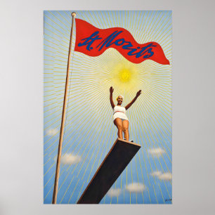 Sankt Moritz Zwitserland Zomer Vintage Reizen Poster