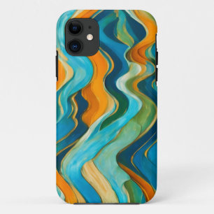 "Sanlúcar" Blauw Groen Sinaasappel golven iPhone 11 Hoesje
