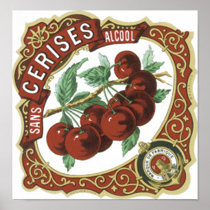 Sans Cerises Alcool  Label Poster