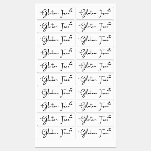 Sans gluten {Stars} Étiquettes | Étiquettes de cui (Feuille)