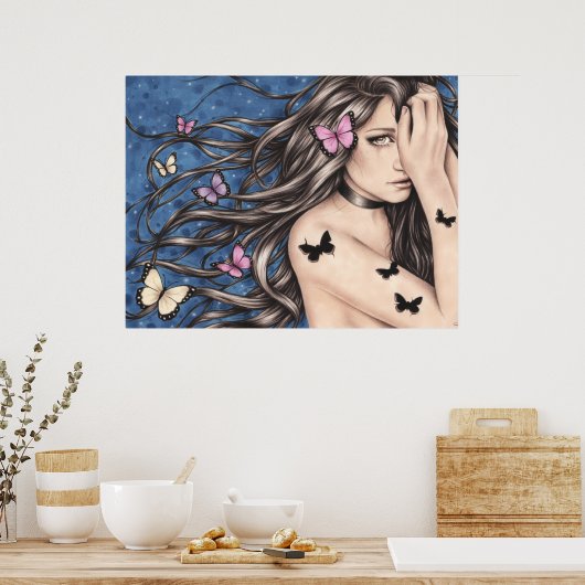Sans mes rêves Poster de la fille avec des papillo (Cuisine)