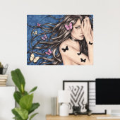 Sans mes rêves Poster de la fille avec des papillo (Bureau à domicile)