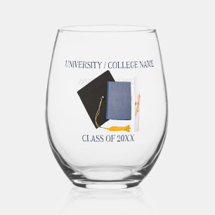 Sans Pied Diplôme universitaire Verre à vin stemless