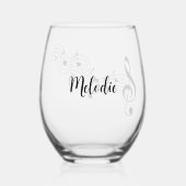 Sans Pied Notes musicales Design de note Verre à vin (Verso)