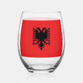 Sans Pied Verre à vin avec drapeau d'Albanie (Verso)