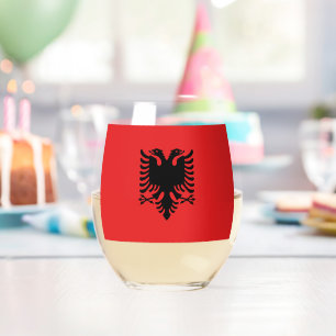 Sans Pied Verre à vin avec drapeau d'Albanie
