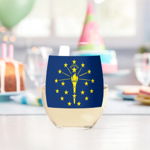 Sans Pied Verre à vin avec drapeau de l'Indiana, États-Unis