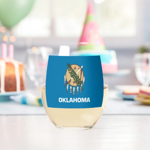 Sans Pied Verre à vin avec drapeau de l'Oklahoma, États-Unis