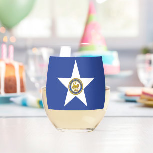 Sans Pied Verre à vin avec le drapeau de Houston, États-Unis