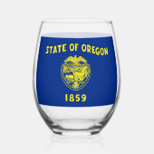 Sans Pied Verre à vin avec le drapeau de l'Oregon, États-Uni (Recto)