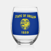 Sans Pied Verre à vin avec le drapeau de l'Oregon, États-Uni (Verso)
