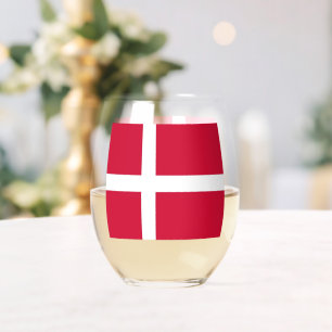 Sans Pied Verre à vin avec le drapeau du Danemark