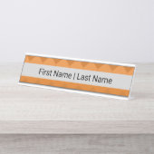 Sans Serif Font Gris Orange Desk Nom Plaque (Devant)