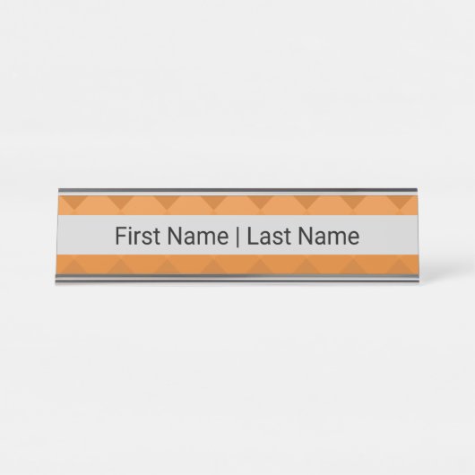 Sans Serif Font Gris Orange Desk Nom Plaque (Devant)