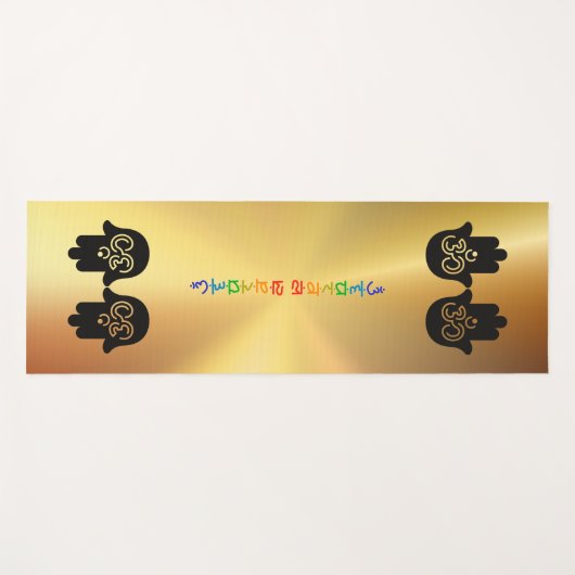 Sanskriet Chakra Om Hamsa Gold Metallic Yogamat (Voorkant (horizontaal))