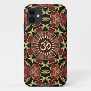 Sanskrit Om Gold + Red Baroque iPhone 11 Hoesje