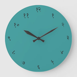 Sanskrit wandklok grote ronde (blauwgroen) klok