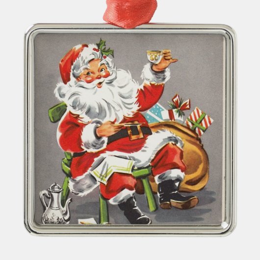  Santa 1950 Metalen Ornament (Voorkant)