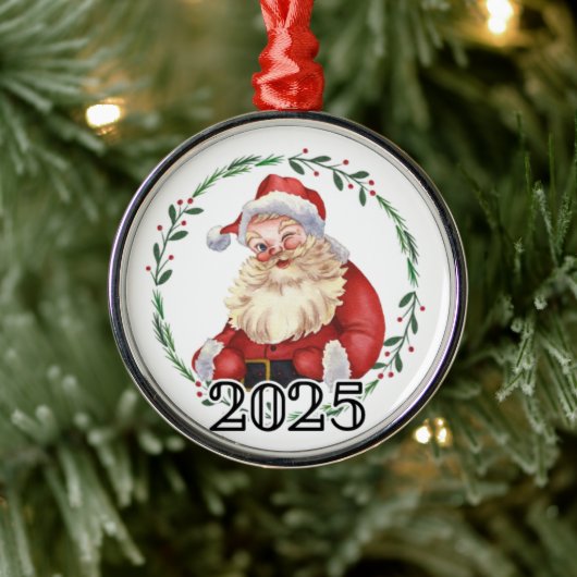 Santa 2025 metalen ornament (Boom)