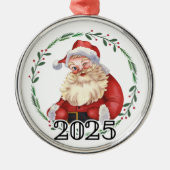 Santa 2025 metalen ornament (Voorkant)