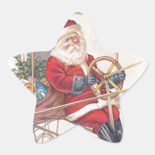  Santa Airship Fantasy Ster Sticker (Voorkant)