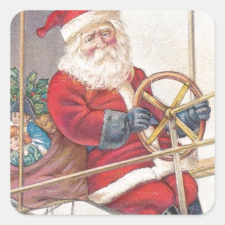 Santa Airship Fantasy Vierkante Sticker