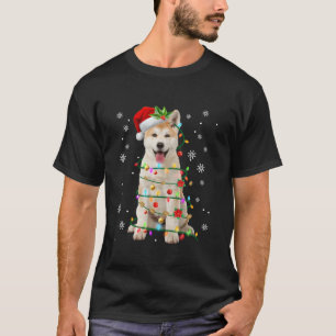 Santa Akita Kerstverlichting Xmas Hondenliefhebber T-shirt