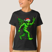 Santa Alien Christmas Tree Xmas Lights Funny Ufo T-shirt (Voorkant)