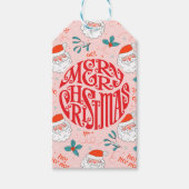 Santa all over print Joyful Greetings collectie Cadeaulabel (Voorkant)