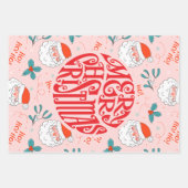 Santa all over print Joyful Greetings collectie Inpakpapier Vel (Voorkant 2)