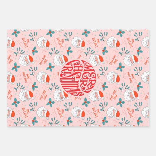 Santa all over print Joyful Greetings collectie Inpakpapier Vel (Voorkant)
