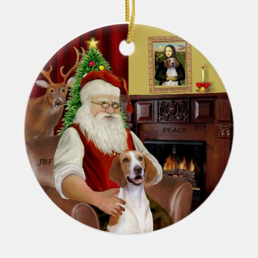 Santa-American Foxhound Keramisch Ornament (Voorkant)