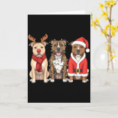 Santa American Tbull Terrier Christmas Ttie Dog Mo Kaart (Gele Bloem)