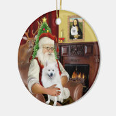 Santa - Amerikaanse Eskimo hond Keramisch Ornament (Links)