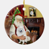 Santa - Amerikaanse Eskimo hond Keramisch Ornament (Achterkant)