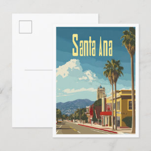 Santa Ana California Vintage Travel Illustratie Briefkaart