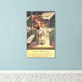 Santa and Angel met Lantern Canvas Afdruk (Insitu (Houten vloer))