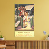 Santa and Angel met Lantern Canvas Afdruk (Insitu (Woonkamer))