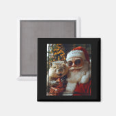 Santa And Beaver Selfie Funny Christmas Design  Magneet (Voorkant / Achterkant)