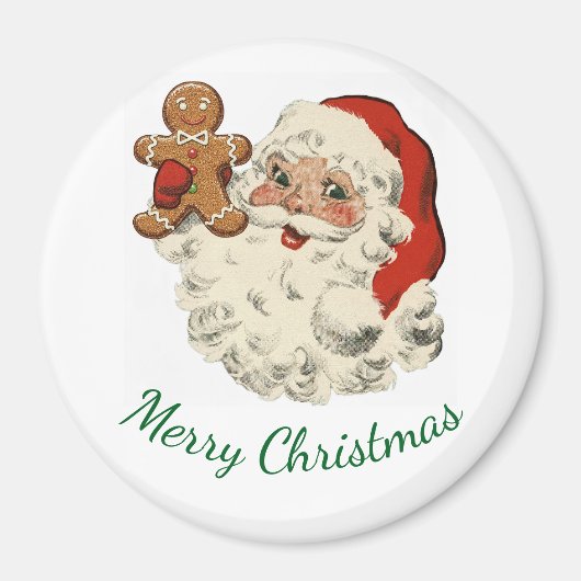 Santa And Gingerbread Man Magnet (Devant)