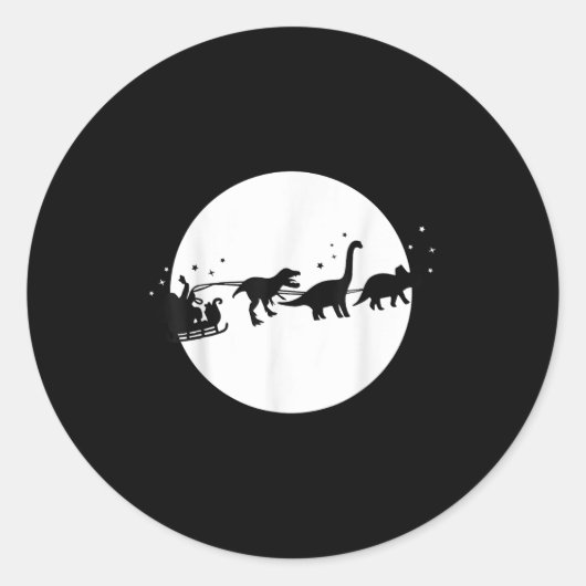 Santa And His Dinosaur Sleigh Ride, T-rexmas, Boys Ronde Sticker (Voorkant)