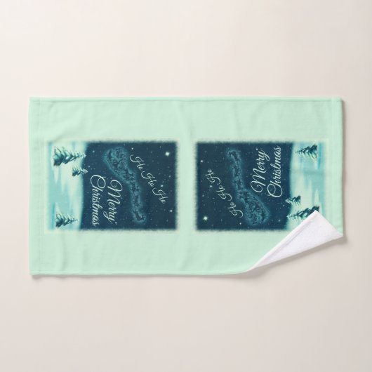 Santa and his Reindeers (Serviette à main)