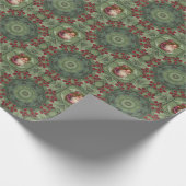 Santa and Holly Pattern Cadeaupapier (Hoek)
