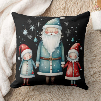Santa and Little Helpers Throw Pillow Kussen