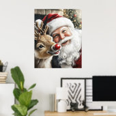 Santa and Reindeer Christmas Poster (Bureau à domicile)