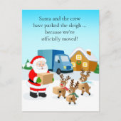 Santa and Reindeer We've Move Announcement  Aankondigingskaart (Voorkant)