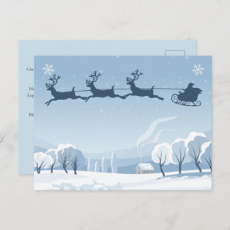 Santa and Reindeer Winter Christmas Briefkaart